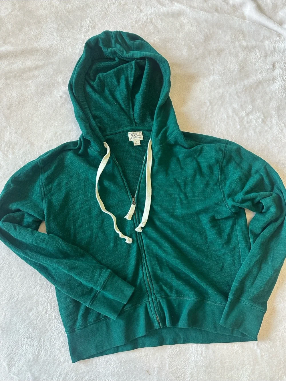 J. Crew Vintage Green Zip Hoodie with Drawstring